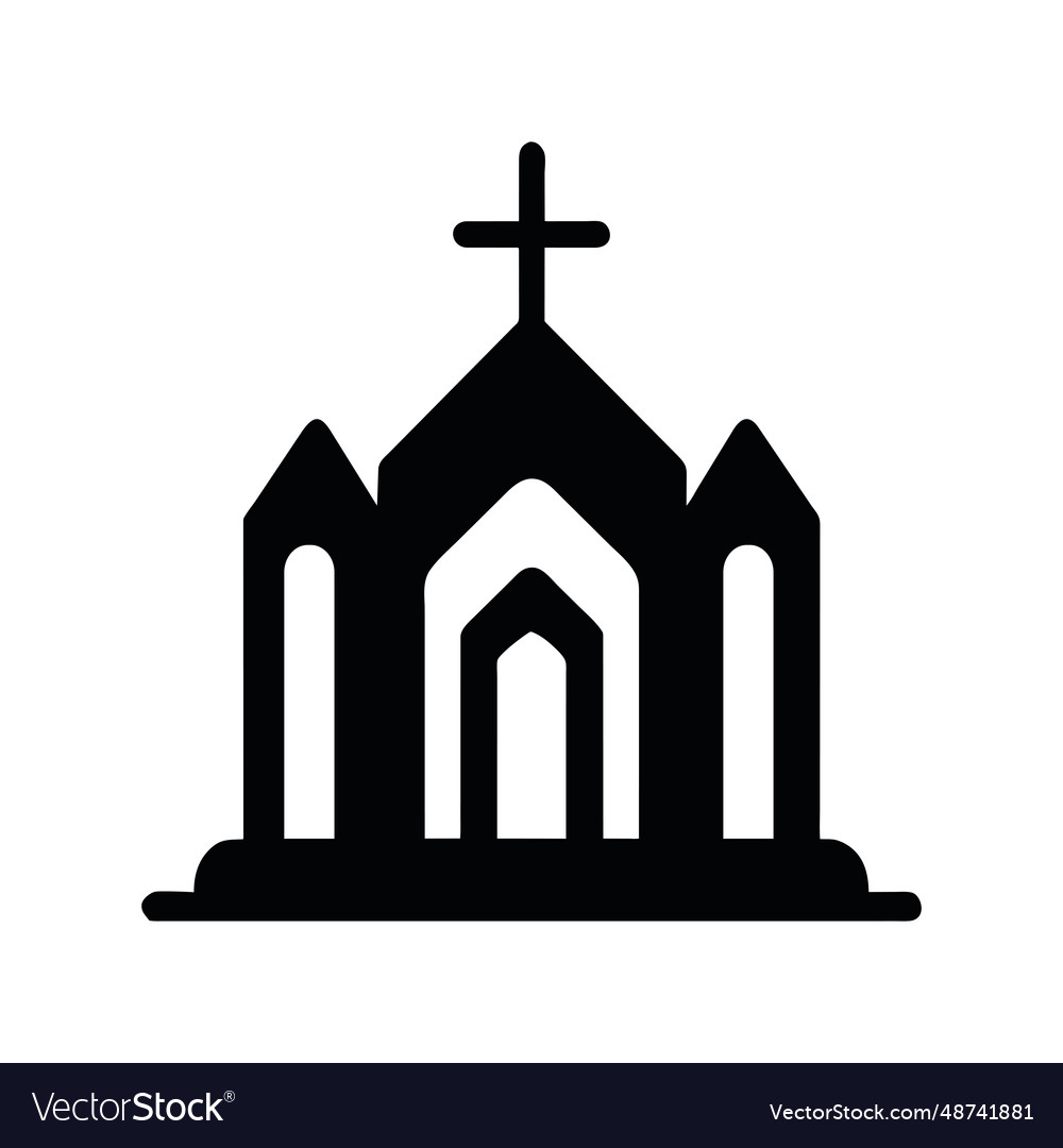 Catholic religion chapel silhouette Royalty Free Vector