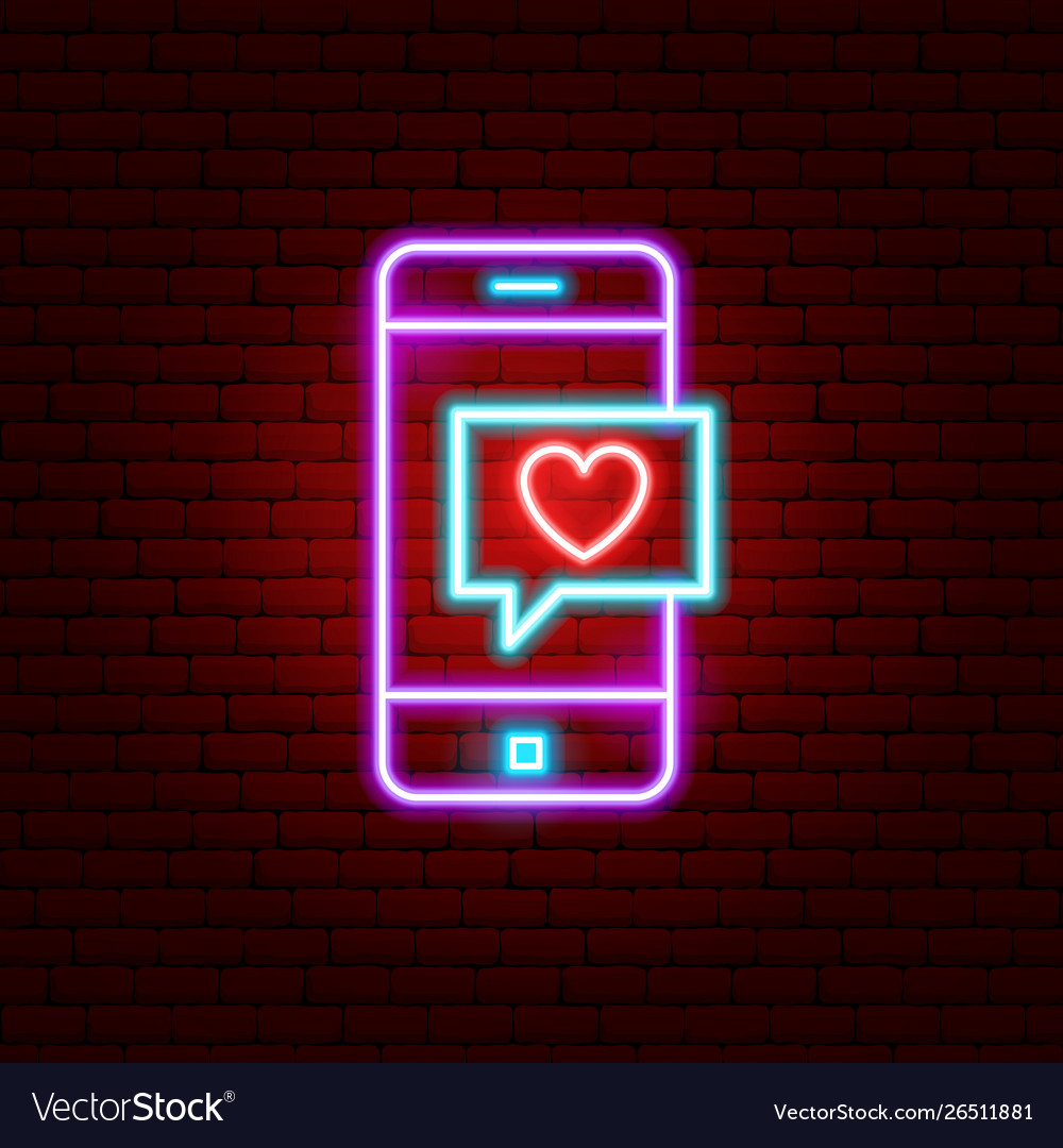 Love phone message neon sign Royalty Free Vector Image
