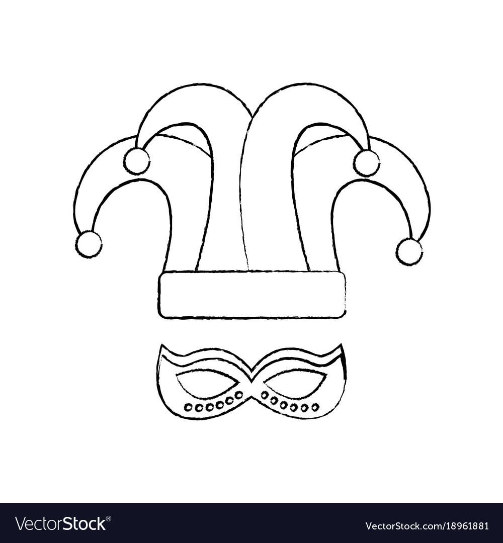 Mardi Gras Hat Jester And Mask Carnival Royalty Free Vector
