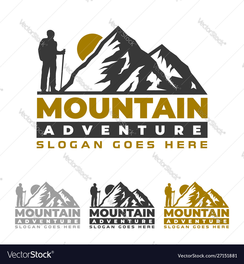 Mountain logo camping and hiking emblem design Vector Image