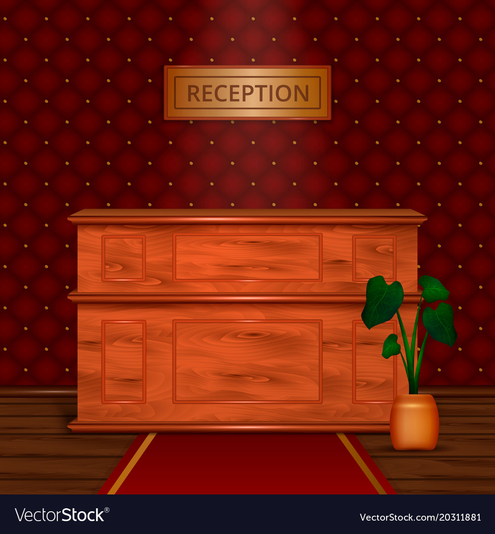 Reception Desk Hotel Interior Realistic Royalty Free Vector Reception Desk Hotel Interior Realistic Vector Image