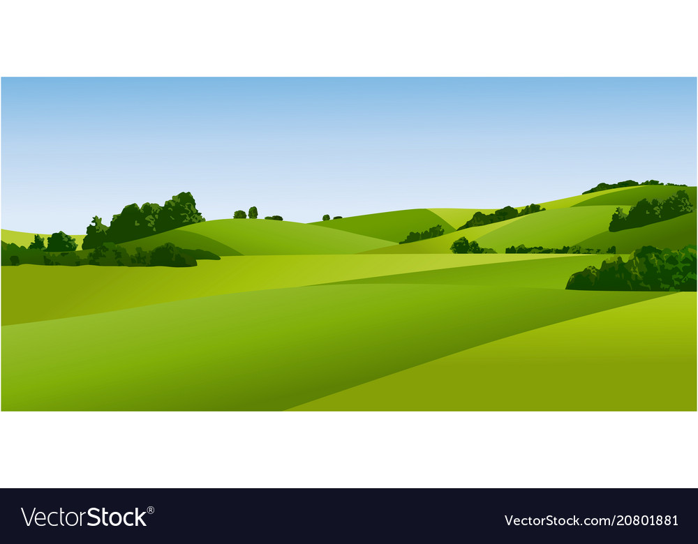 Rural landscape with green fields Royalty Free Vector Image