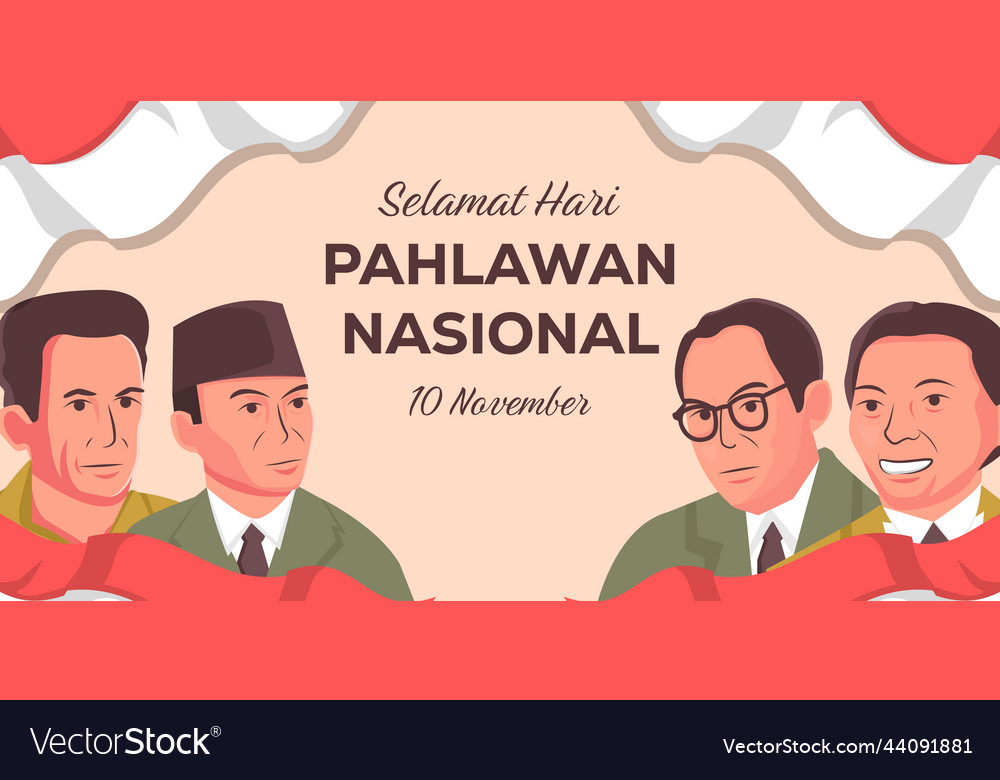 Selamat hari pahlawan nasional indonesia banner Vector Image