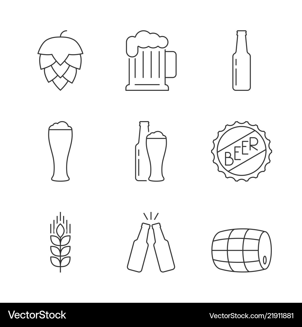 Simple Icons Beer Set Royalty Free Vector Image