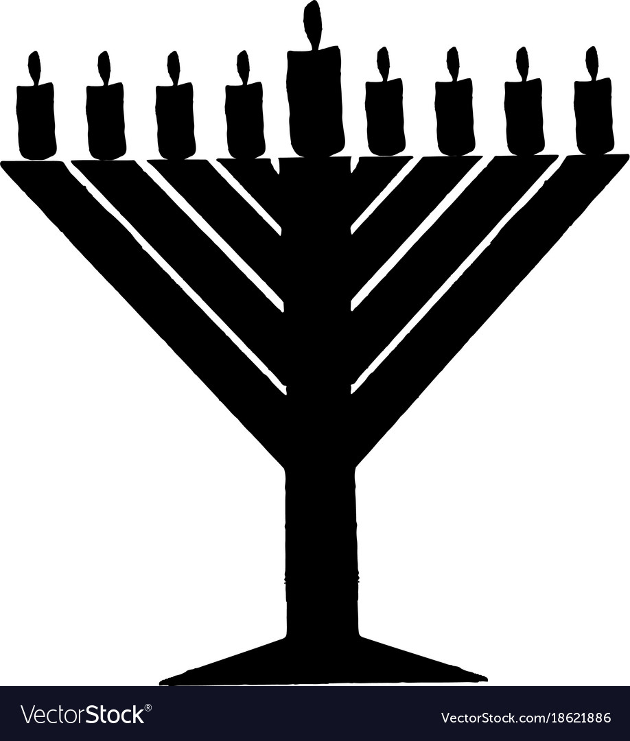 Black silhouette of chanukiah hanukkah