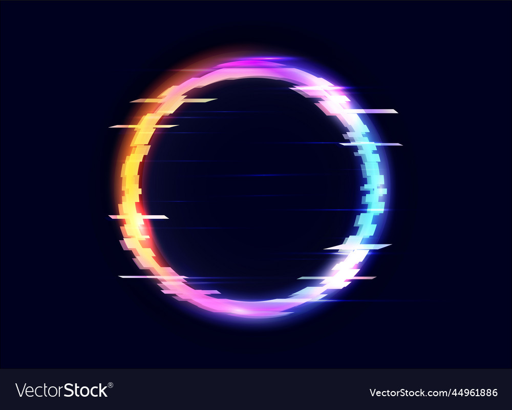 Glitch effect circle distorted shape digital Vector Image