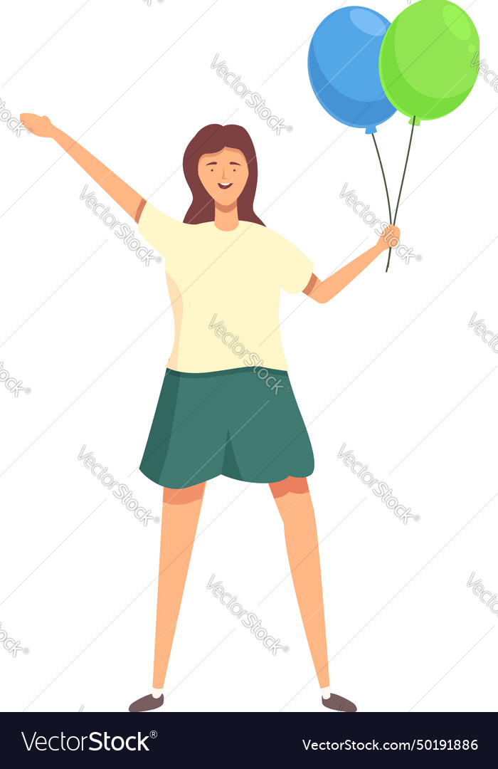 Happy girl with balloons icon cartoon Royalty Free Vector