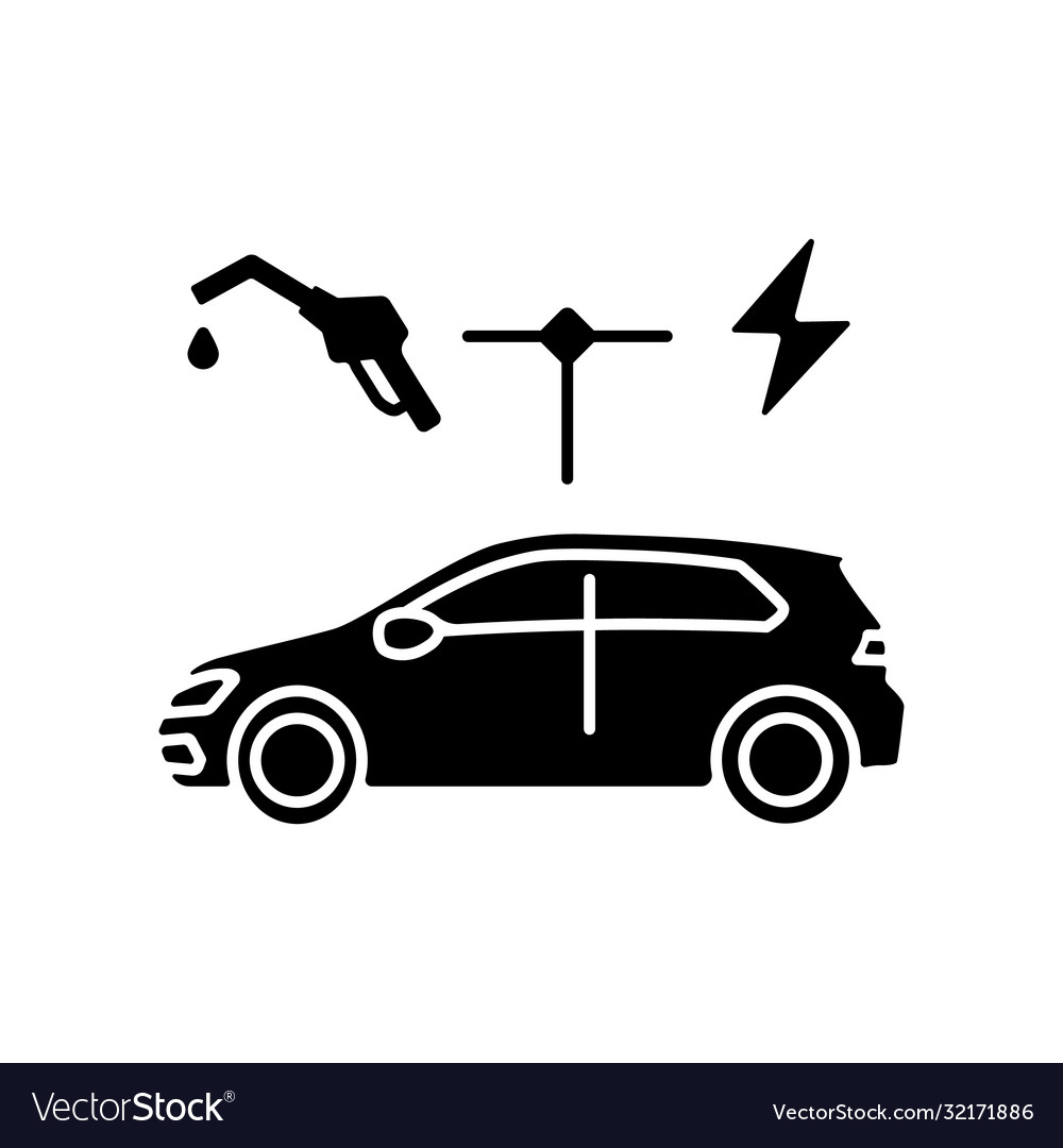 Hybrid car black glyph icon Royalty Free Vector Image