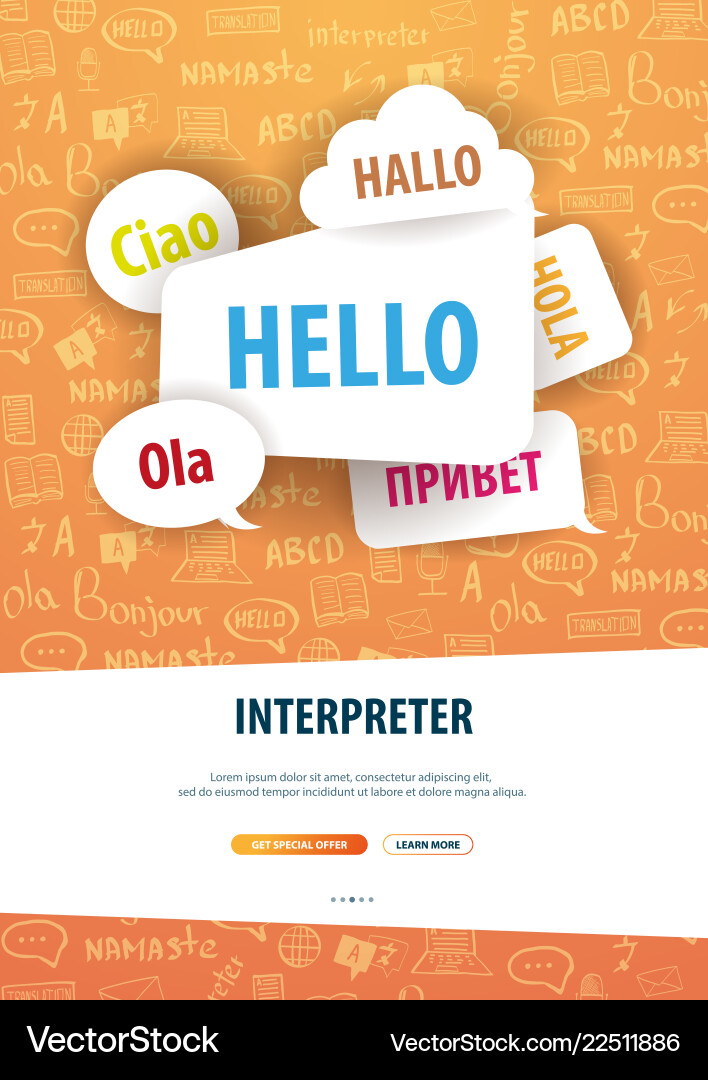 Language Translator Banner With Hand Draw Doodle Vector Image