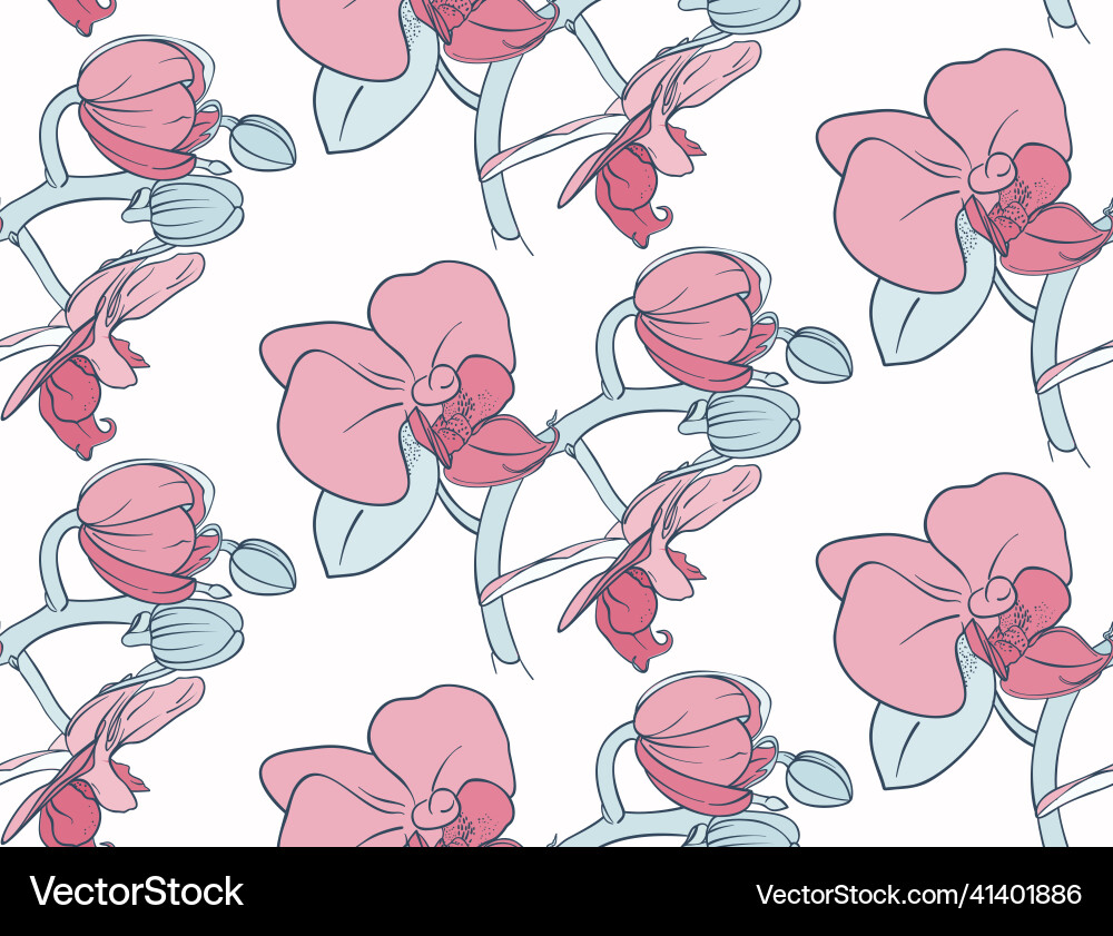 Seamless pattern with orchids Royalty Free Vector Image