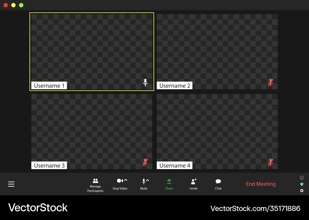 Template video conference user interface Vector Image