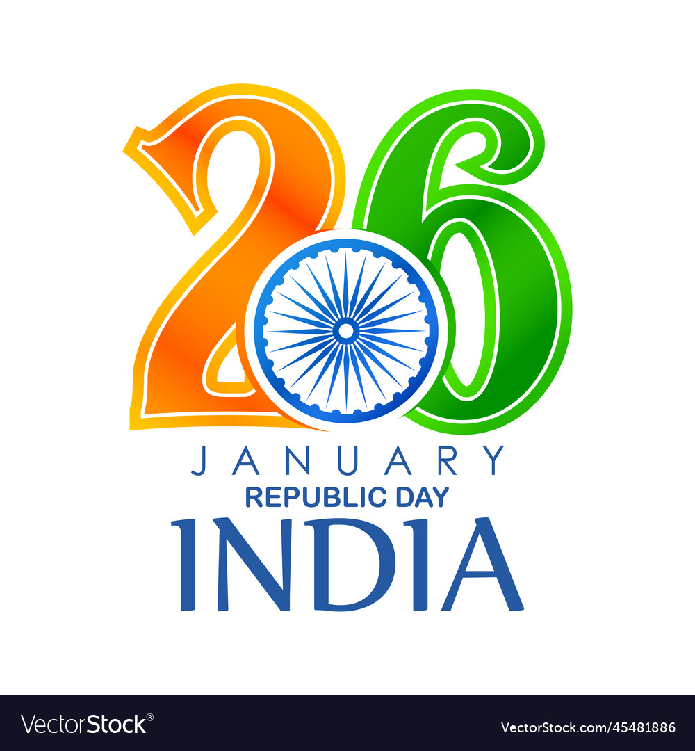 Tricolor Banner With Indian Flag For 26th January Vector Image