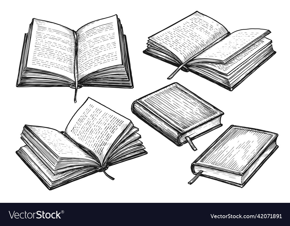 Books collection hand drawn Royalty Free Vector Image