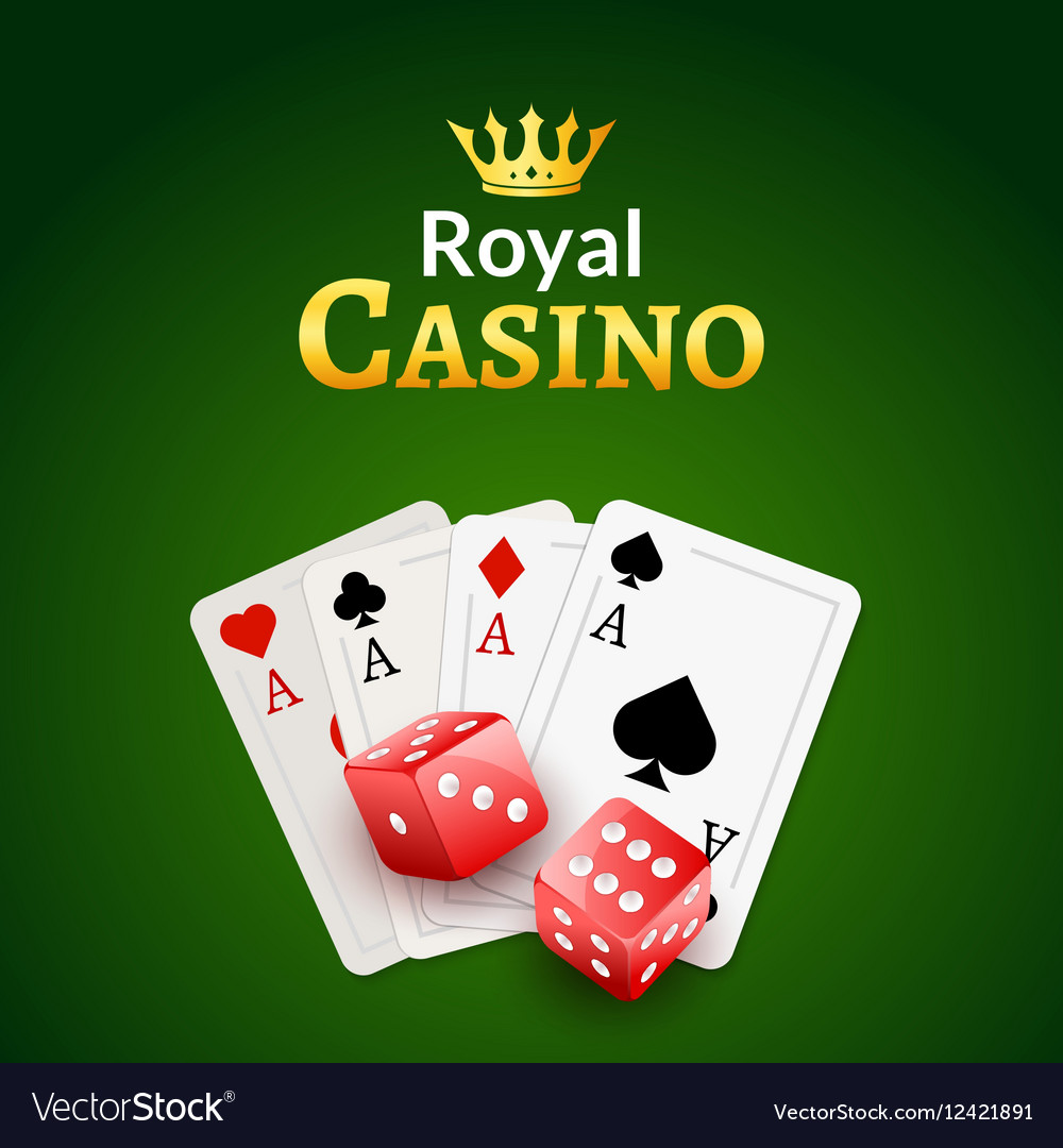 Casino poster design template dice and poker cards