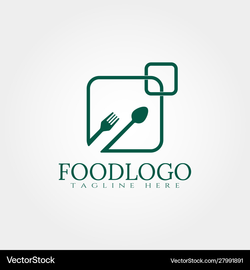 Food logo design with fork and spoons concept Vector Image
