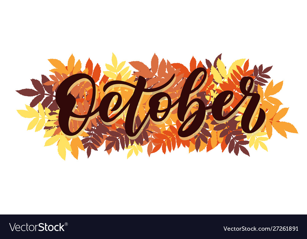 October script with decorative rowan Royalty Free Vector