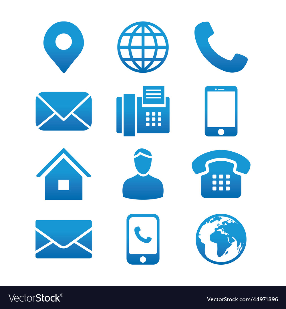 Contact Info Icon Set With Address Pin Phone Fax Vector Image