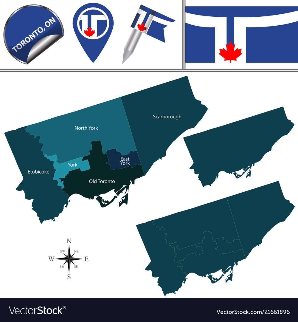 Map of toronto with neighborhoods Royalty Free Vector Image