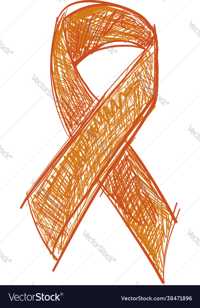 Orange-cooper ribbon awareness isolated on white Vector Image