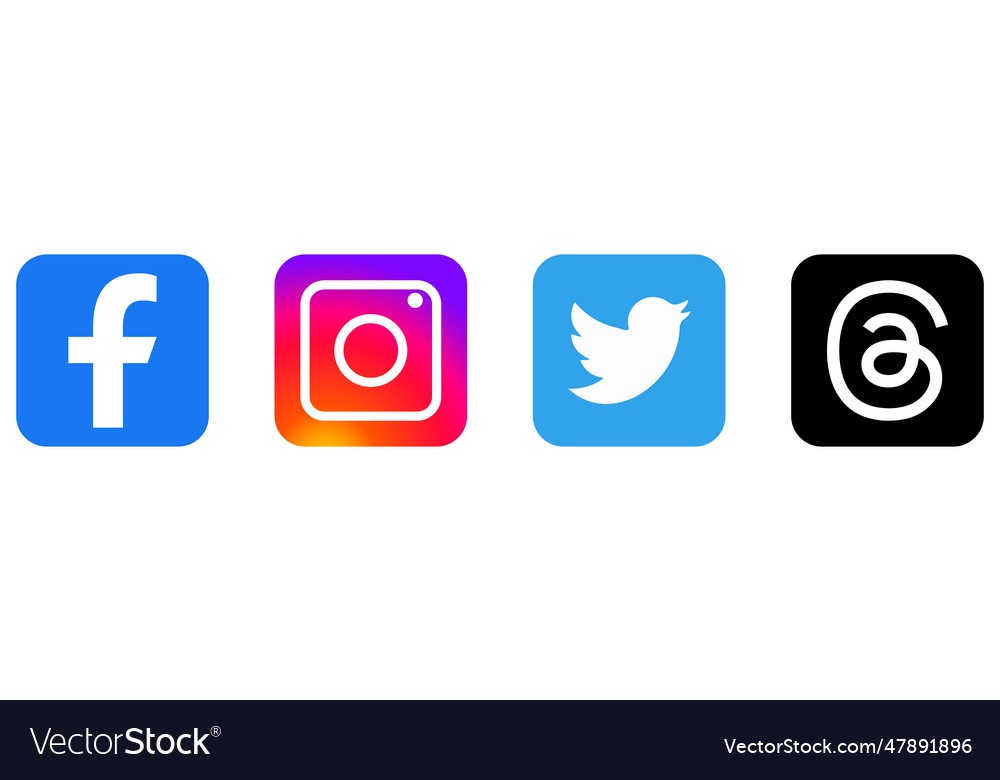 Set of social media icons facebook instagram Vector Image