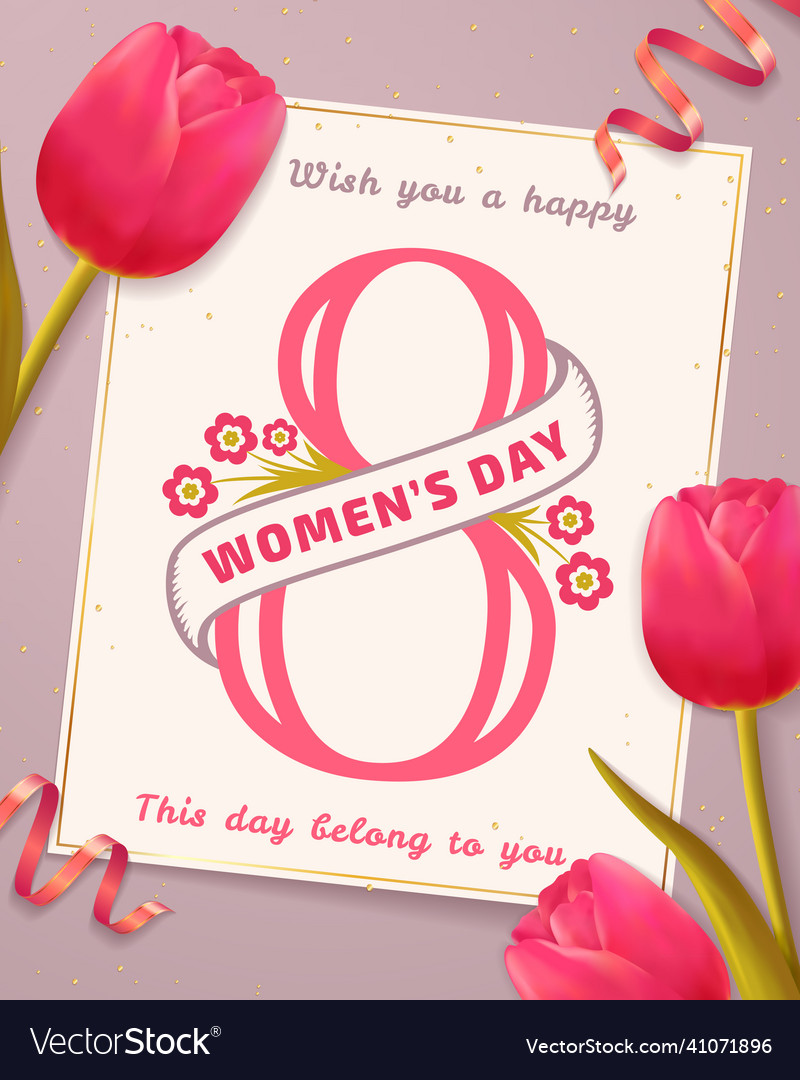 Womens day greeting card Royalty Free Vector Image