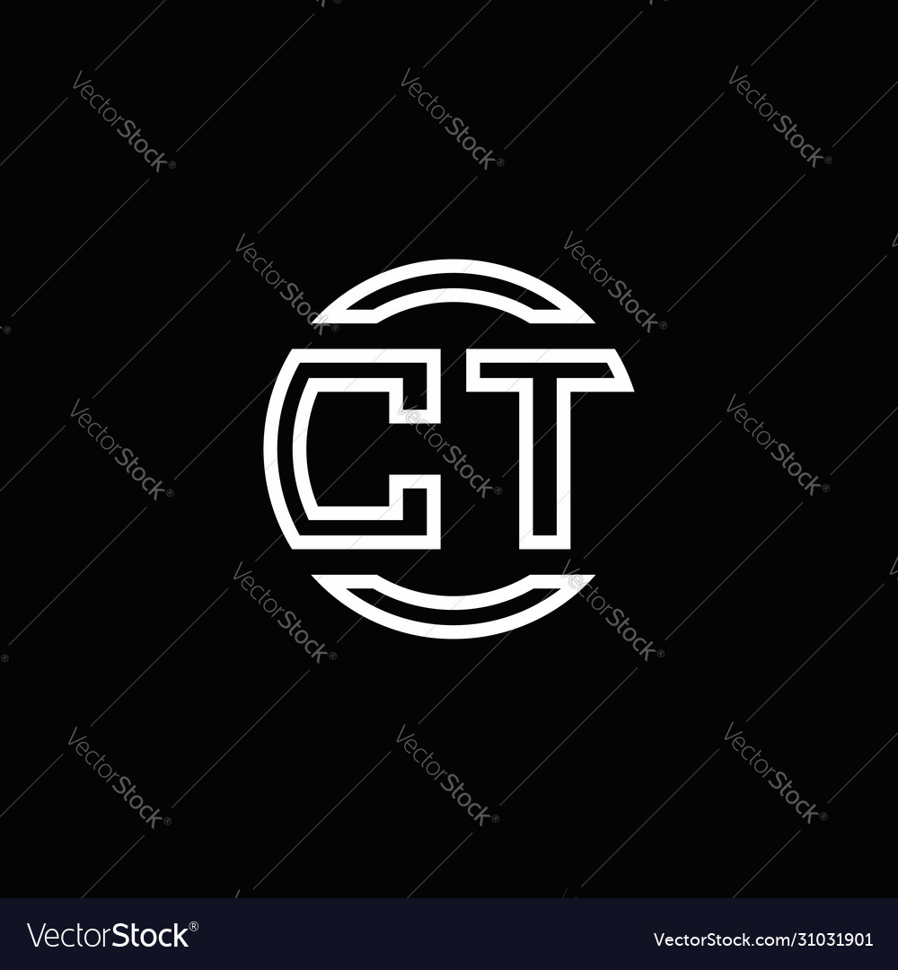 Ct logo monogram with negative space circle Vector Image