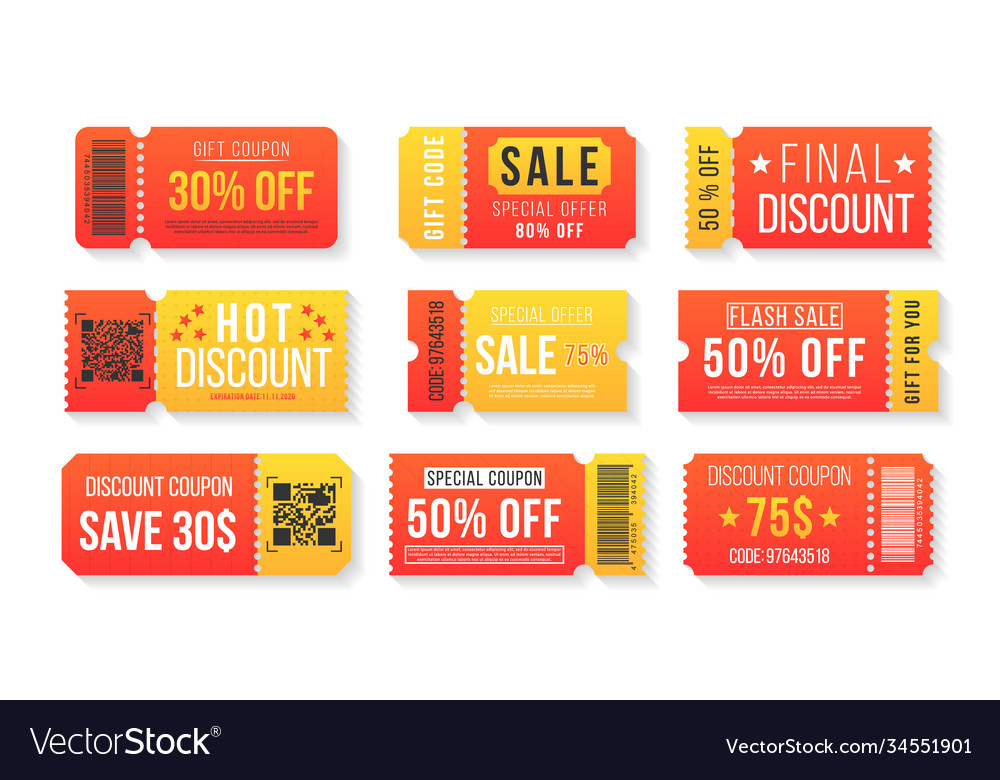 Discount ticket coupon Royalty Free Vector Image