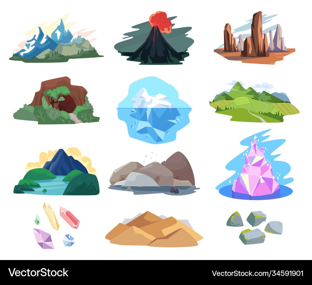 Mountain landscape set Royalty Free Vector Image