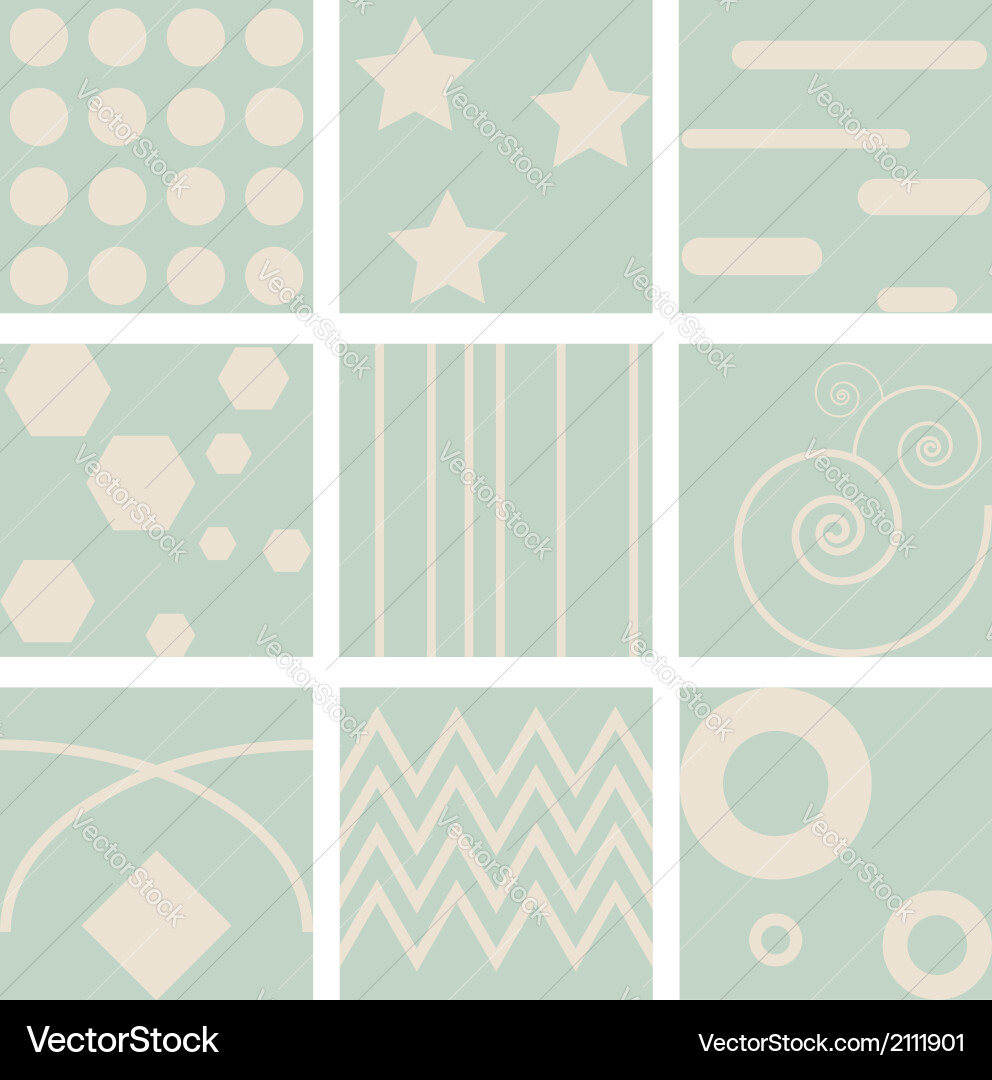 Nine retro seamless pattern Royalty Free Vector Image