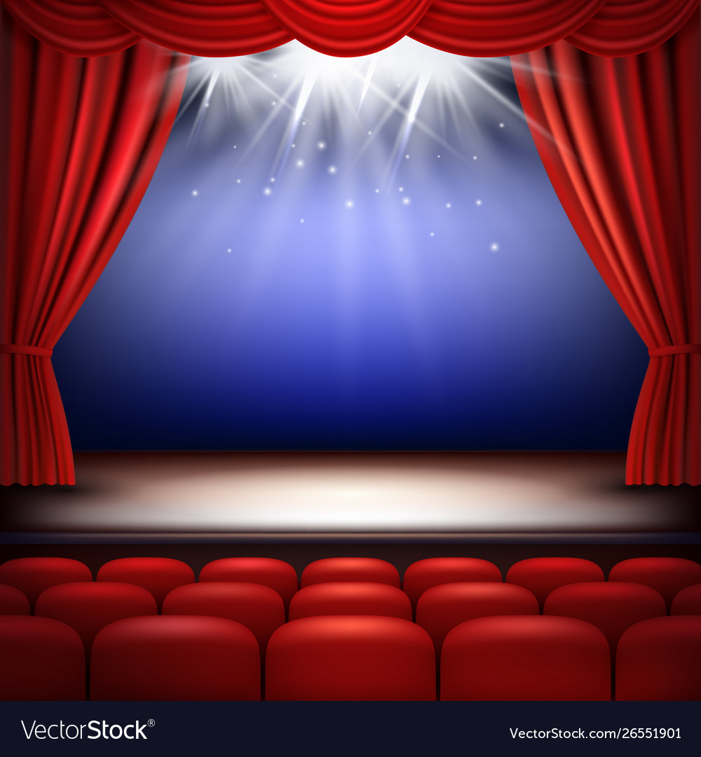 Theater stage festive background audience movie Vector Image