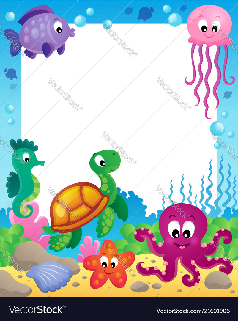 Frame with underwater animals 3 Royalty Free Vector Image