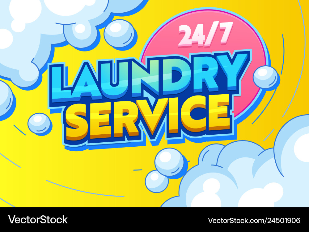 Laundry Service Cleaning Clothing Textiles Banner Vector Image