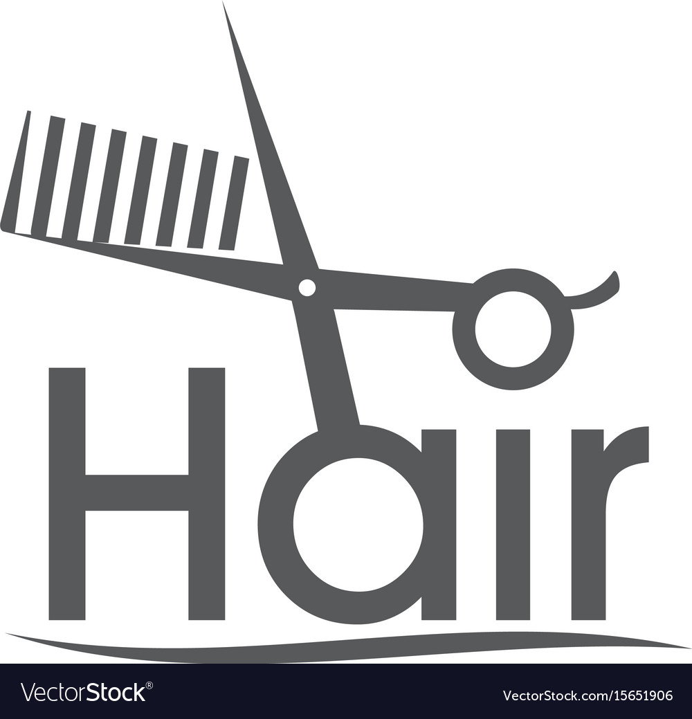 Letter hair with scissor and comb Royalty Free Vector Image