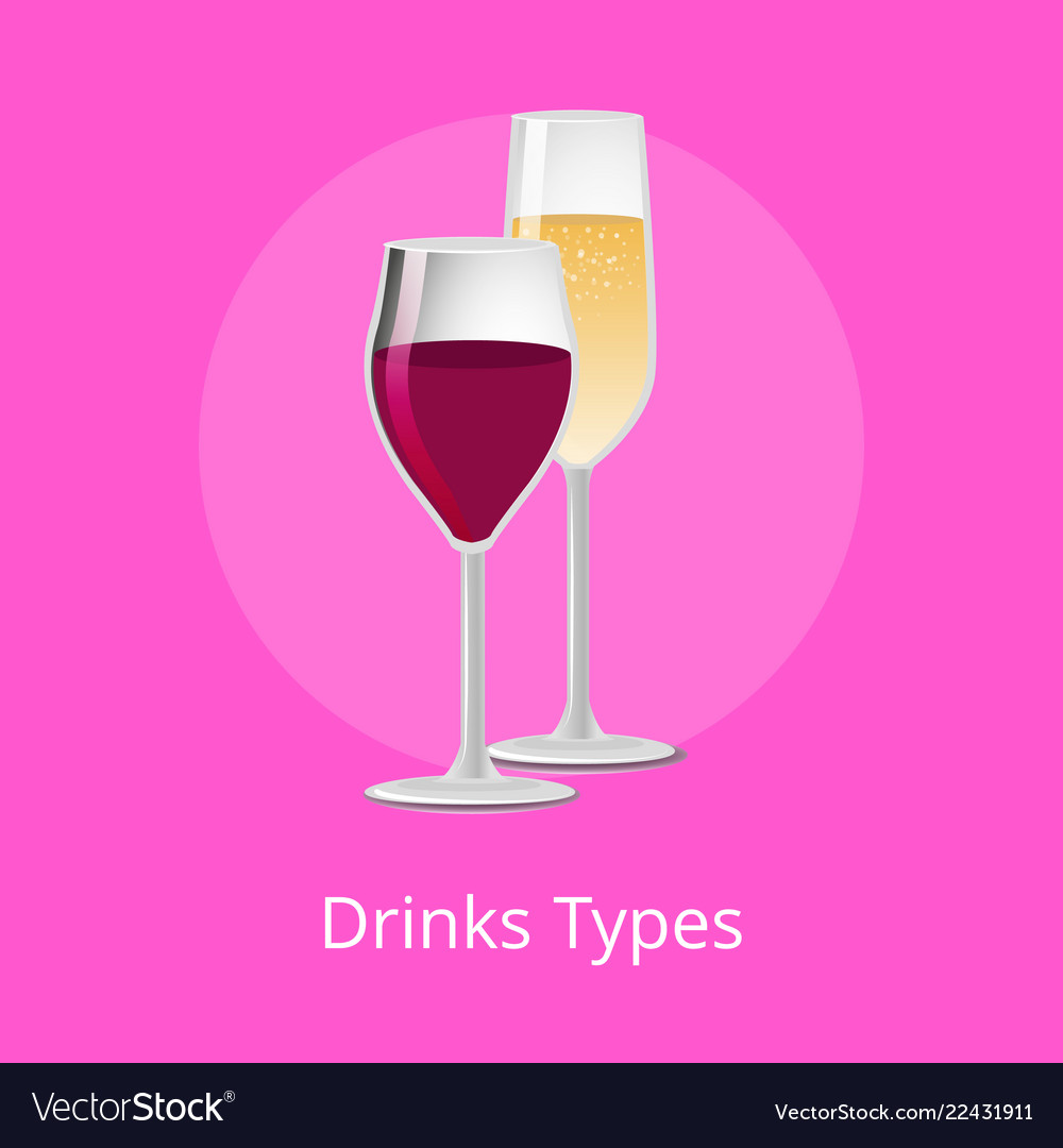 Drink Types Winery Refreshing Champagne Burgundy Vector Image