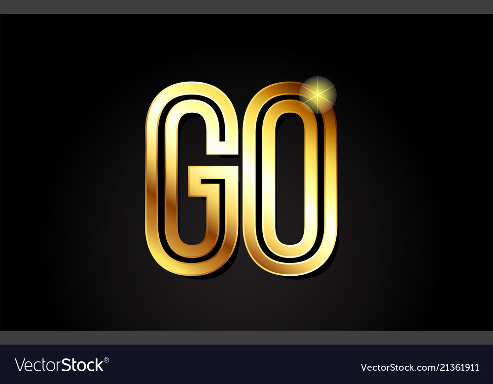 Gold alphabet letter go g o logo combination icon Vector Image