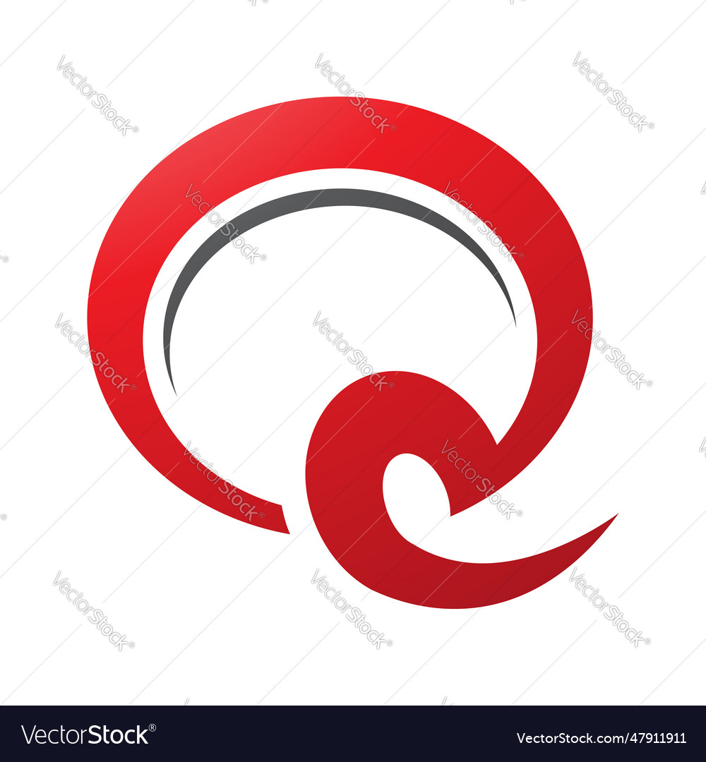 Red and black hook shaped letter q icon Royalty Free Vector