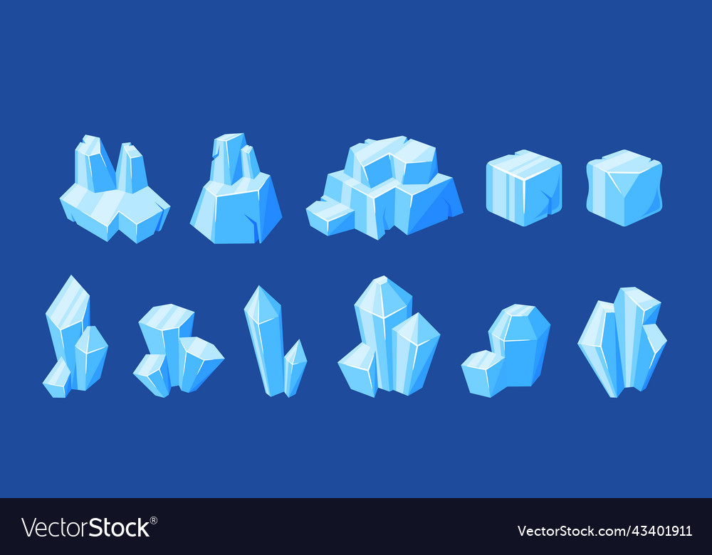 Set of frozen ice berg pieces design elements Vector Image