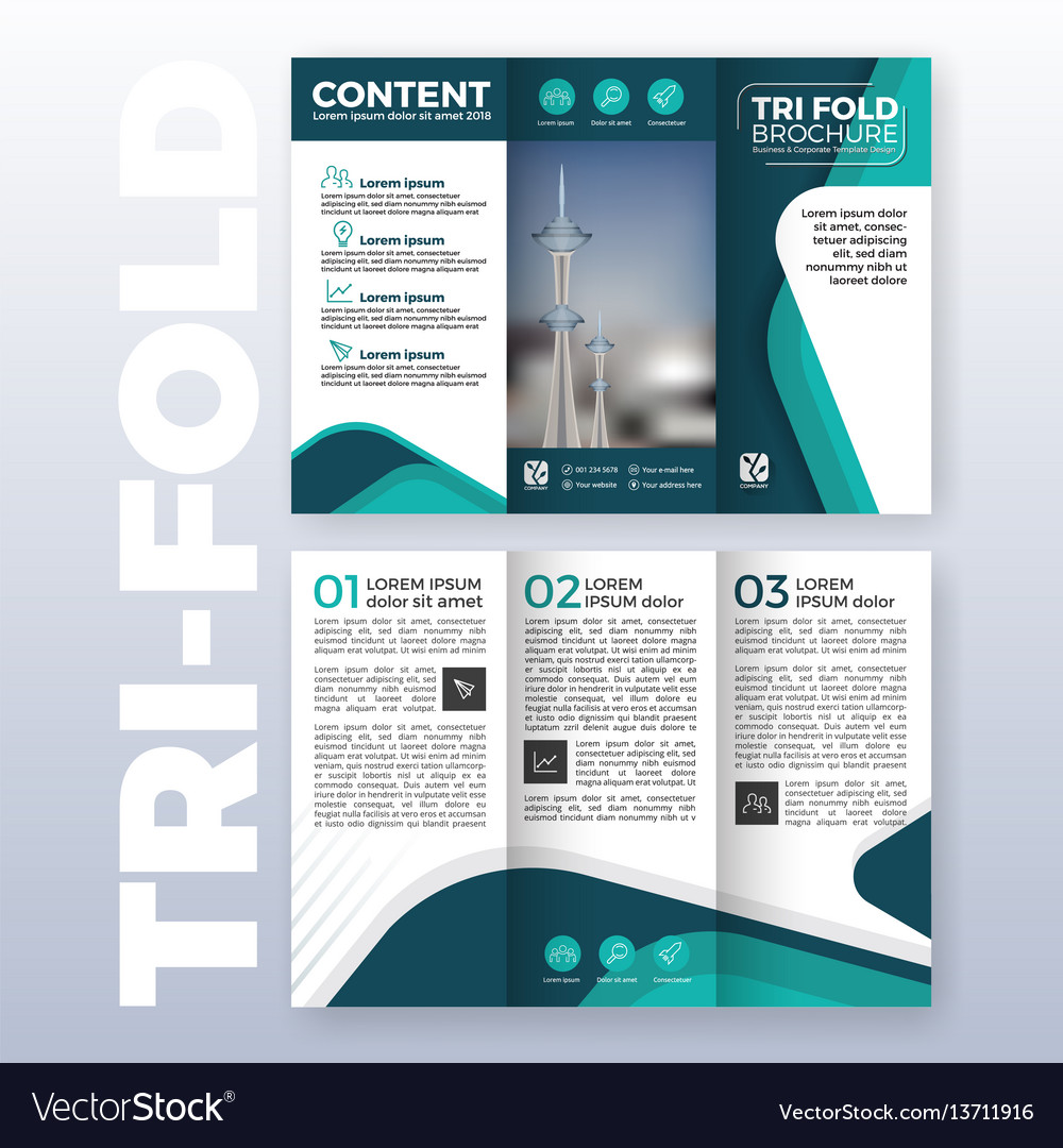 business tri fold brochure template design vector image