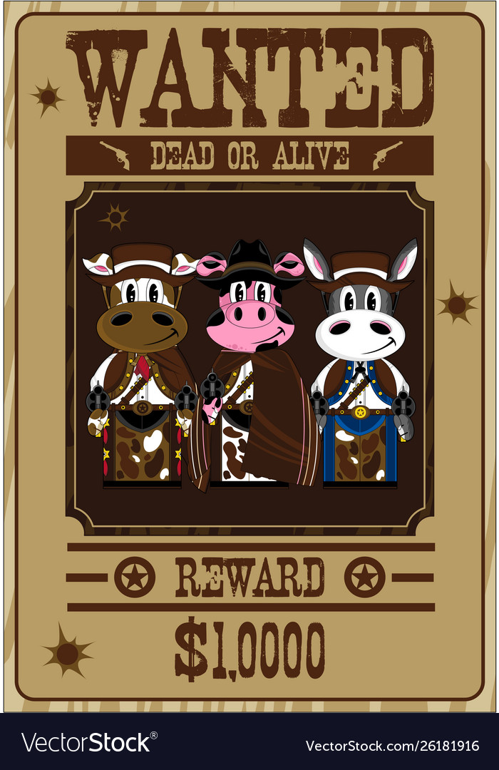 cowboy animals wanted poster cute wanted posters