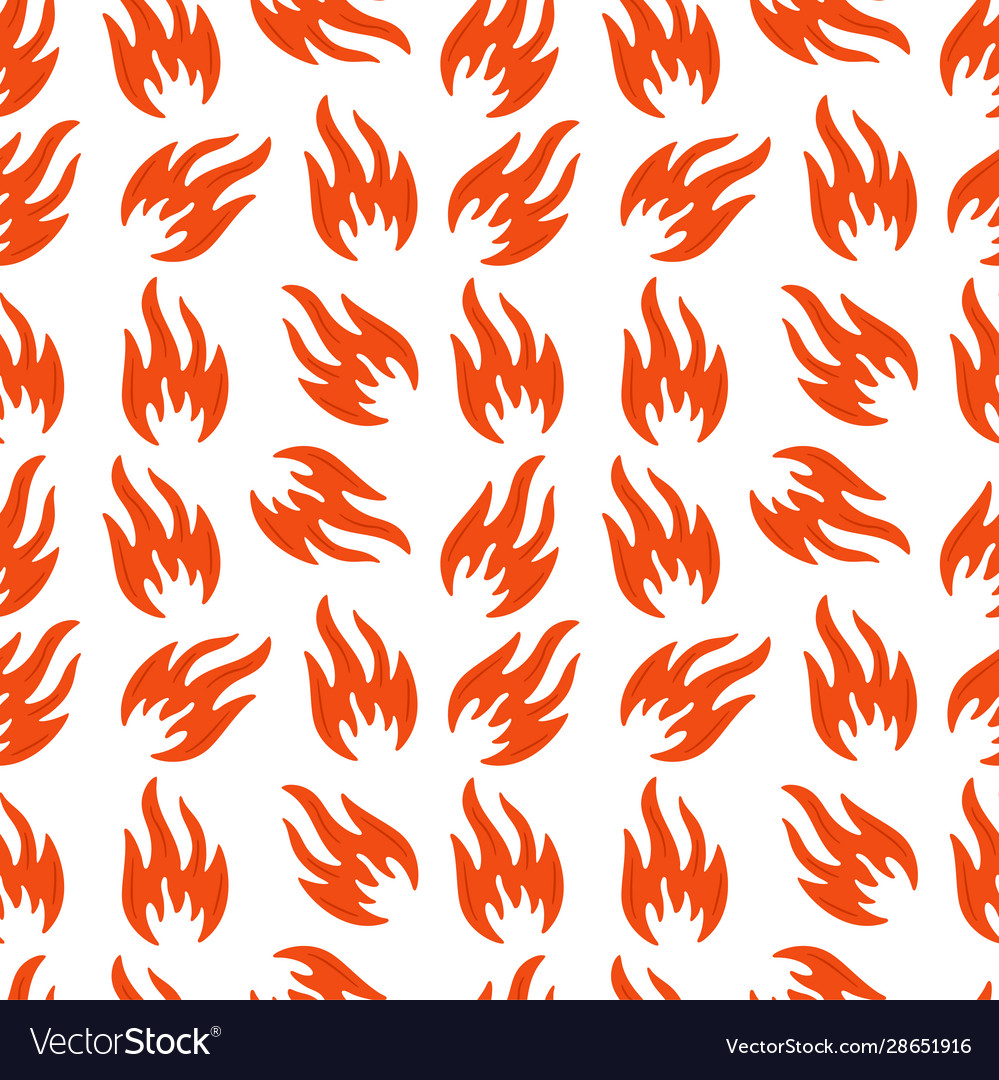 Fire symbols seamless pattern spurts flame Vector Image