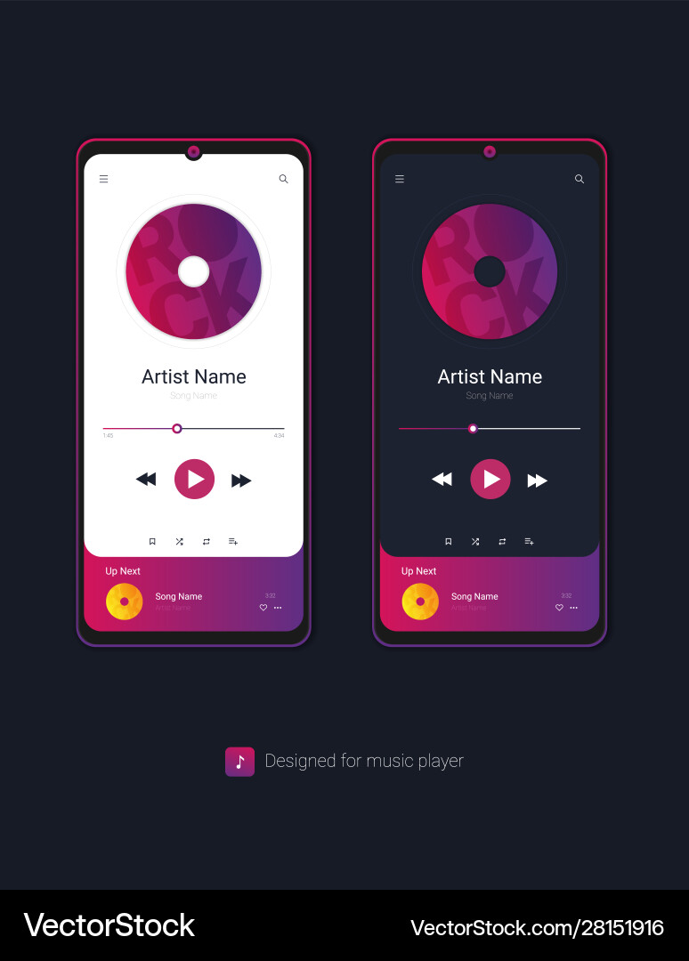 Mobile application interface music player Vector Image