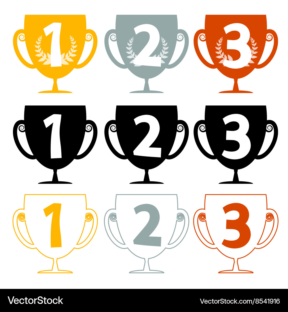 One two three - price cups icons set isolated Vector Image