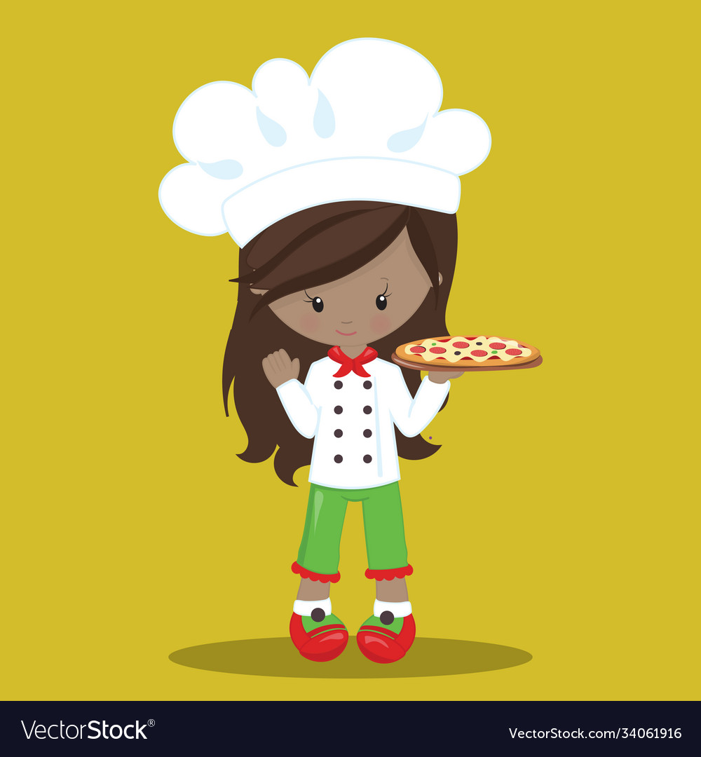 Pizza party chef girl 12 Royalty Free Vector Image