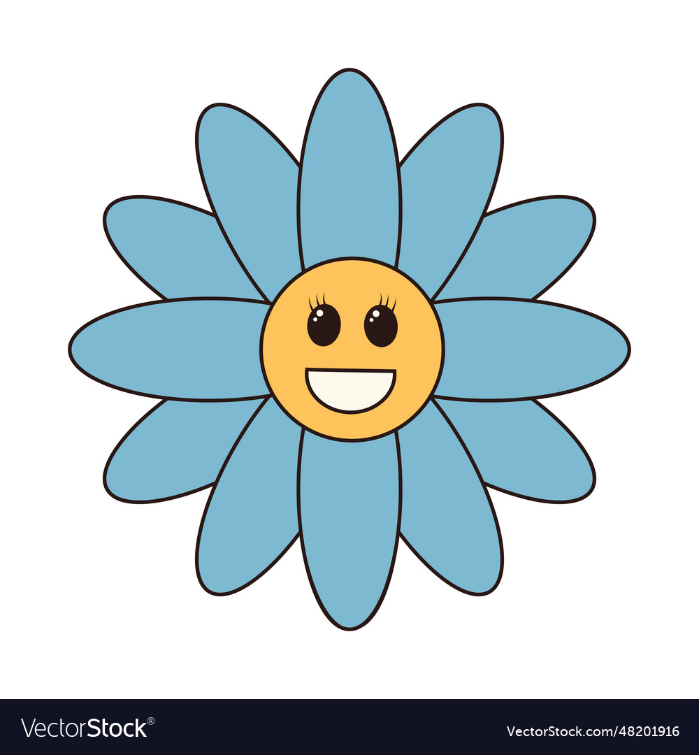 Retro groovy daisy flower character Royalty Free Vector