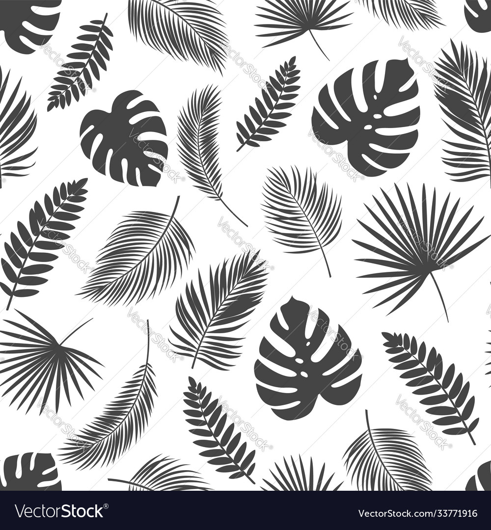 Seamless pattern silhouettes tropical leaves Vector Image