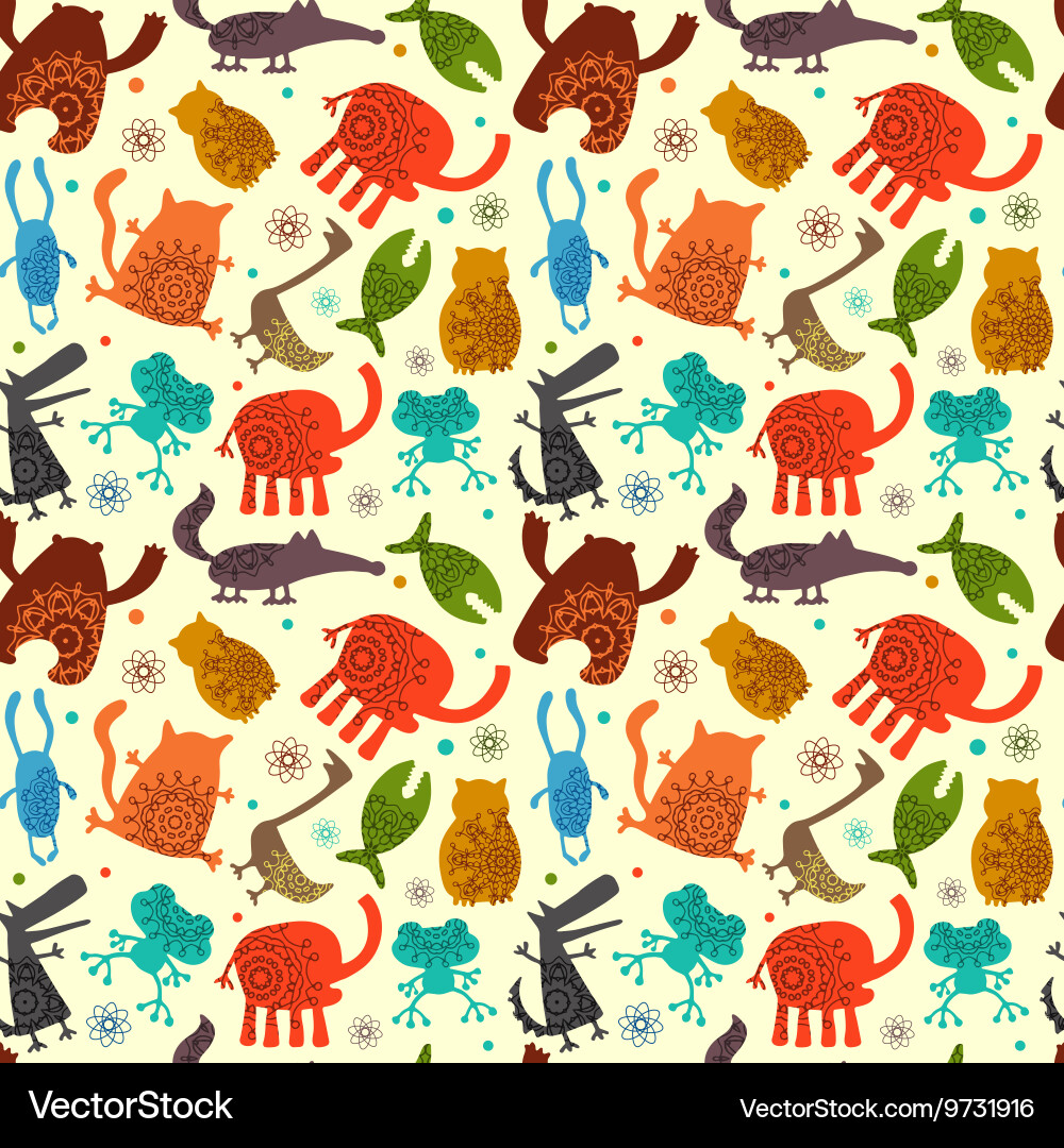 Seamless pattern with animals Royalty Free Vector Image
