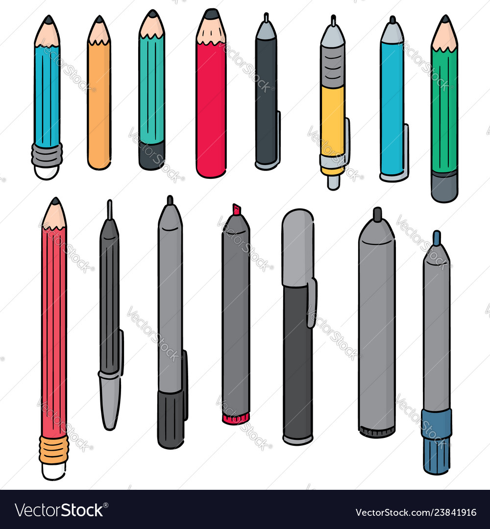 Set of pen and pencil Royalty Free Vector Image