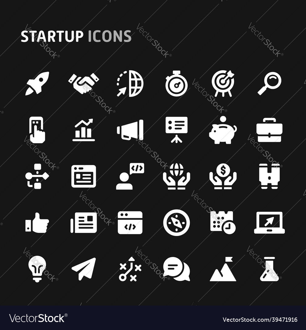 Startup icon set Royalty Free Vector Image - VectorStock