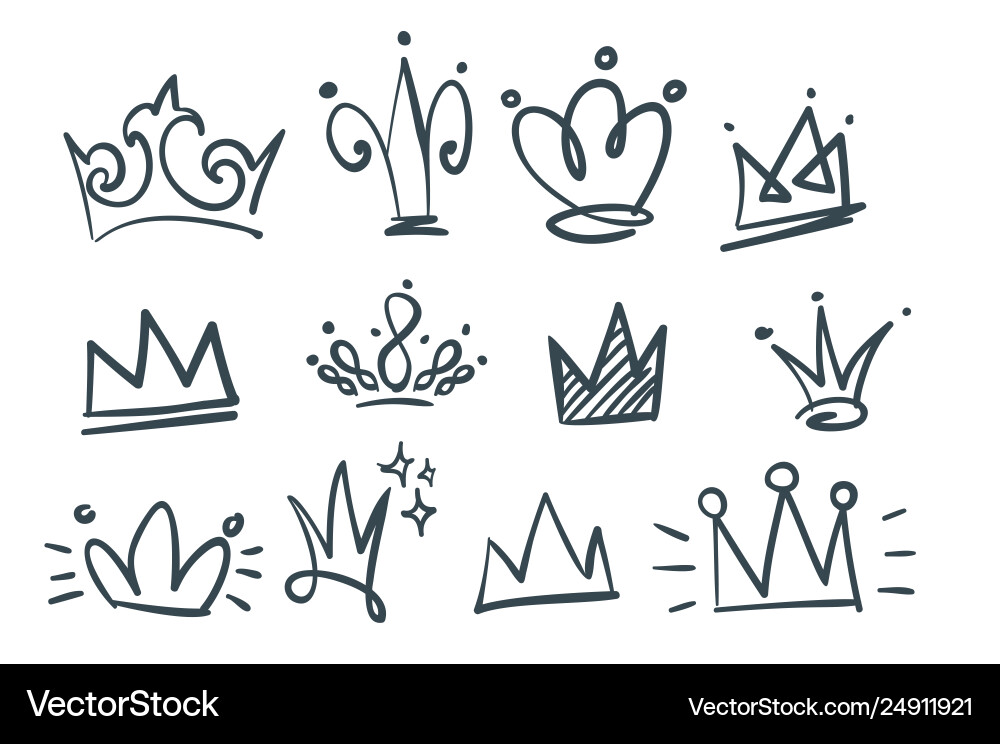 Doodle set crowns Royalty Free Vector Image - VectorStock