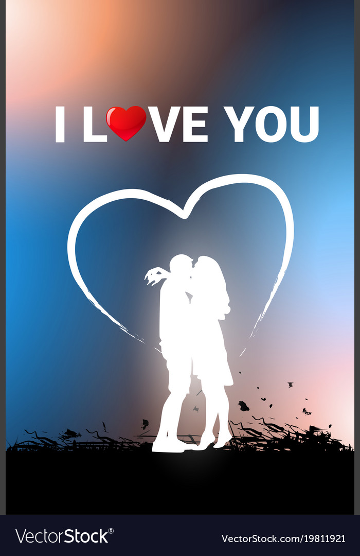 I love you greeting card with white couple Vector Image